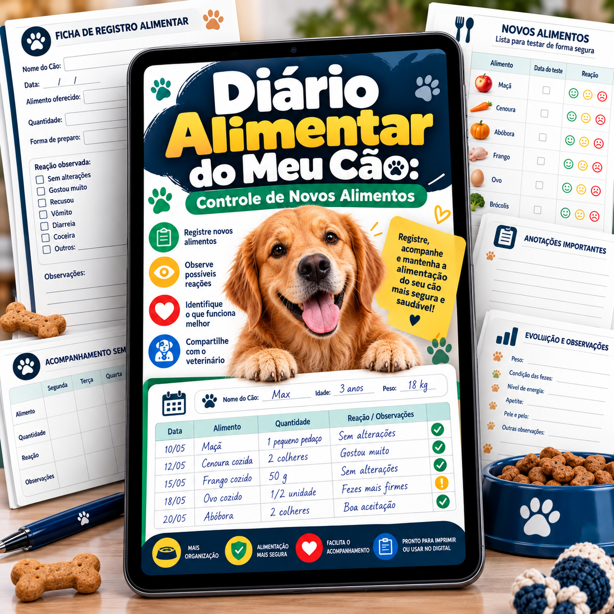 🎁 Bônus 04 — Diário Alimentar do Meu Cão: Controle de Novos Alimentos